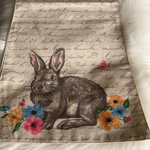 Isaac Mizrahi Easter Table Runner Spring Bunny Rabbit Flowers Gray Pink Blue